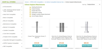 Components: STERI-OSS Compatible HL-Series External Hex 6.0mm